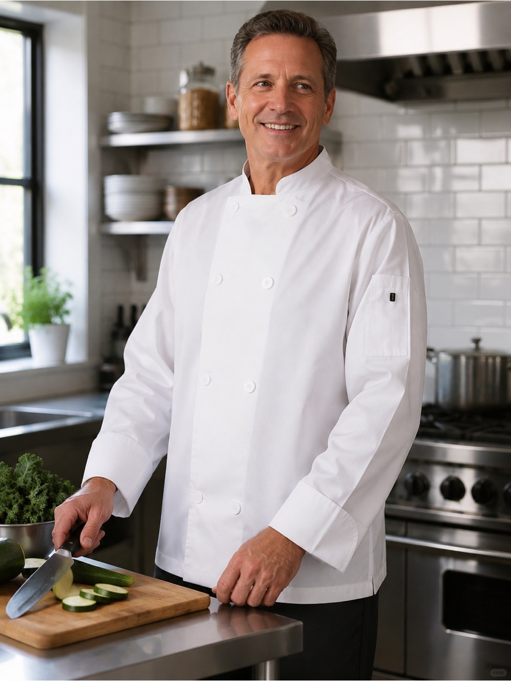 Chef Revival White Double Breasted Chef Coat XL Unisex Long Sleeve Restaurant